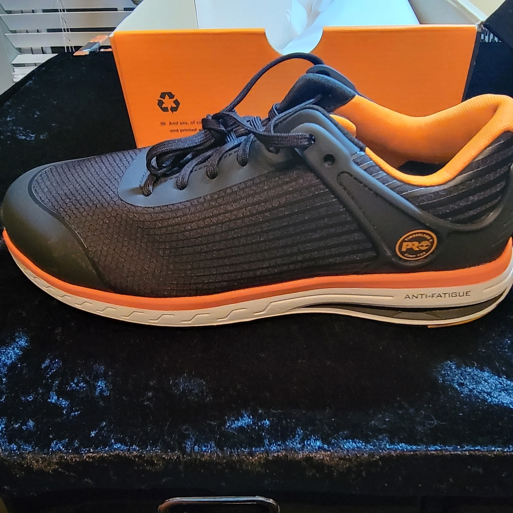 Timberland PRO Black and Orange Athletic Shoes Drivetrain Composite Safety Toe